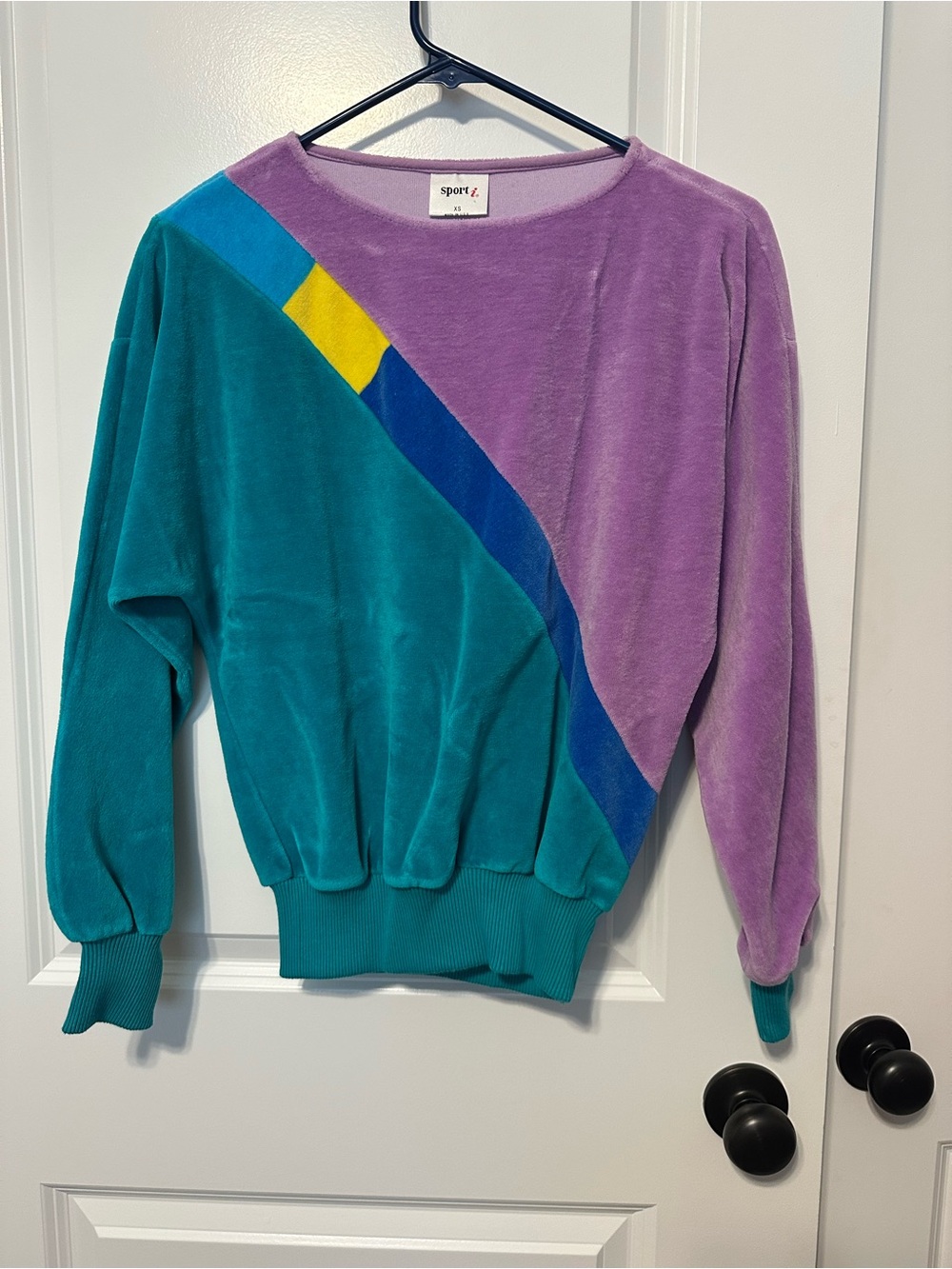 Vintage Sport-i Colorblock Velvet Sweatshirt - size XS